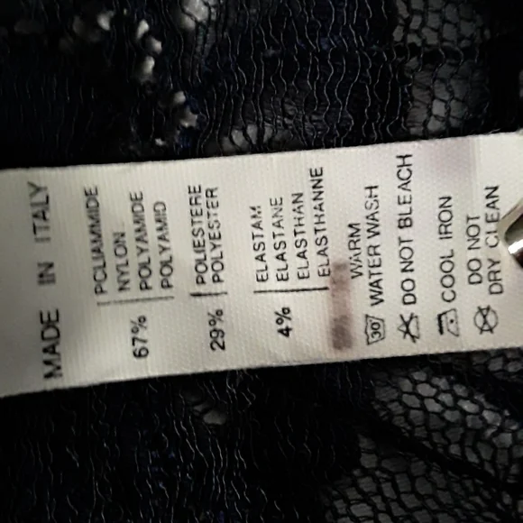 90s La Perla Bustier & Thong, Pleated (Plisse), Dark Navy, Sz 32 & 2 ITALY - Picture 9 of 16